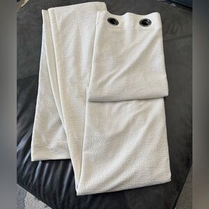 Kenneth Cole Reaction Cream Textured Curtains with Black Grommets